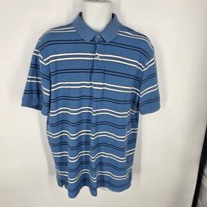 Covington Men's Blue Striped Polo Shirt Large L 100% Cotton Short Sleeve Casual
